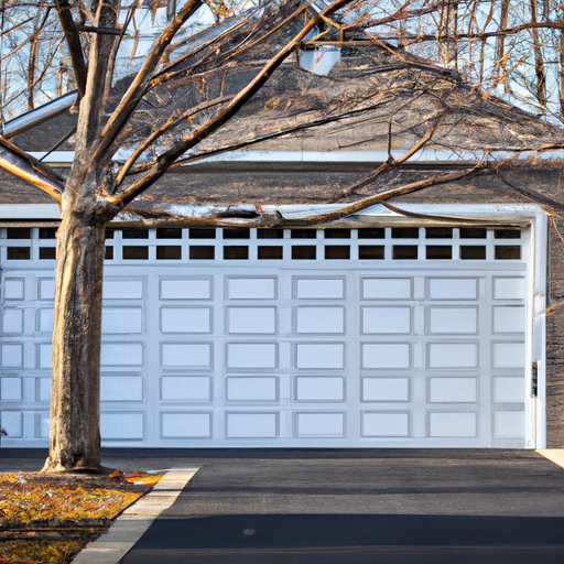 Residential East Brunswick garage door on a suburban home in soft morning light, tracks visible at the top edge.