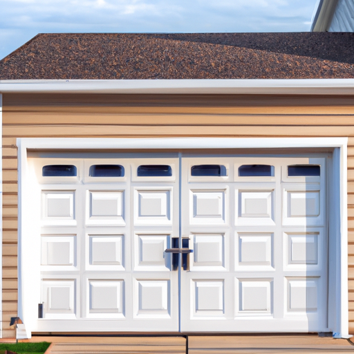Suburban East Brunswick home exterior with a clear view of a painted garage door, trim, and surrounding facade in morning light.